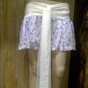 Paradis Miss Girls Mini Skirt M Floral Cream Belted Petite Fit 100% Polyester